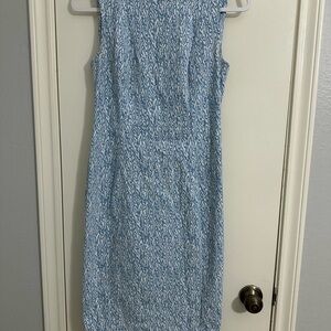 Blue Patterned Sleeveless Dress